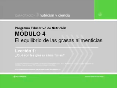 Módulo 04: El equilibrio de las grasas alimenticias