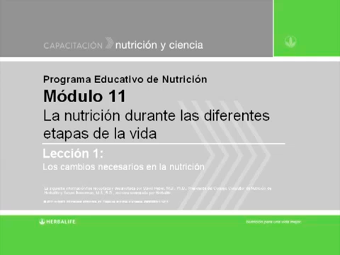 Módulo 11: La nutrición durante las diferentes etapas de la vida